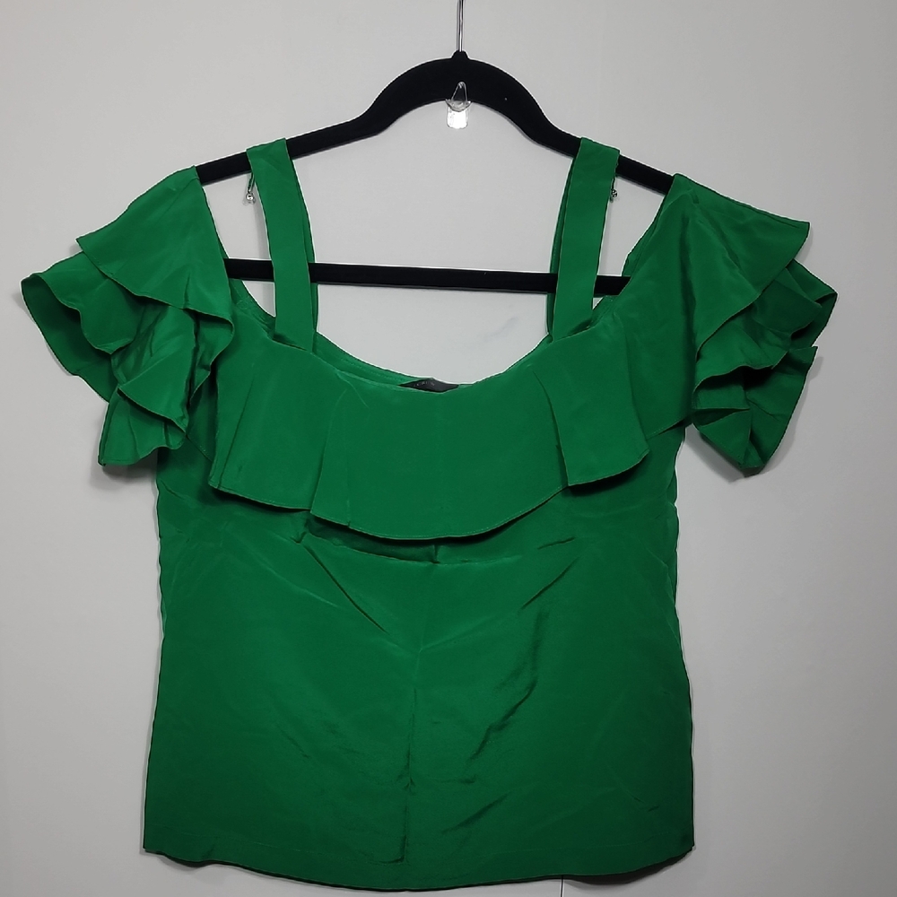 J. Crew Emerald Ruffle Blouse